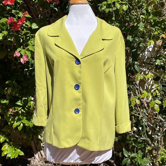 Dana Kay Jacket Blazer Lime Green Chartreuse EUC - Picture 2 of 12